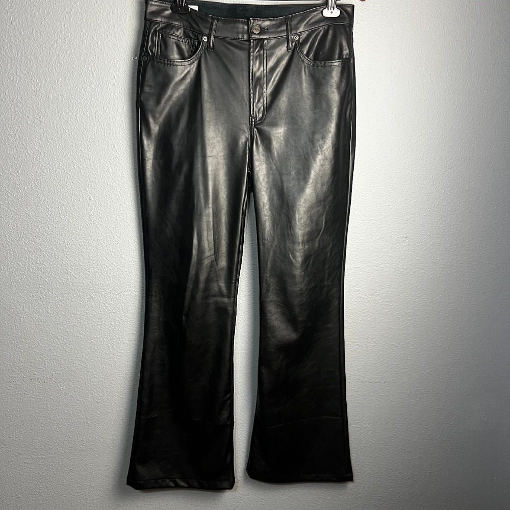 GAP '70s Flare Faux Leather Whimsigoth High Rise‎ Pants Black Size 31/12 W34 L31